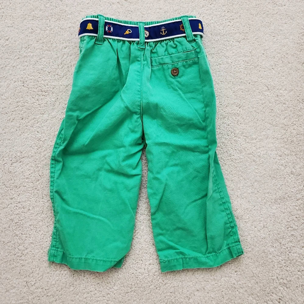 Ralph Lauren Baby Boy' Green Pants with Nautical Belt sz9m